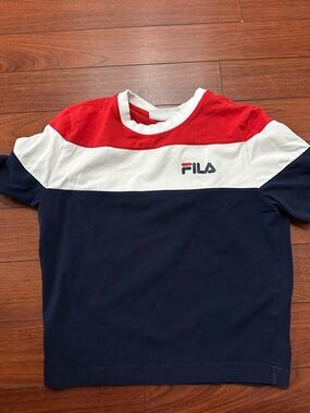 Fila Red White Navy Colorblock Short Sleeve Tee